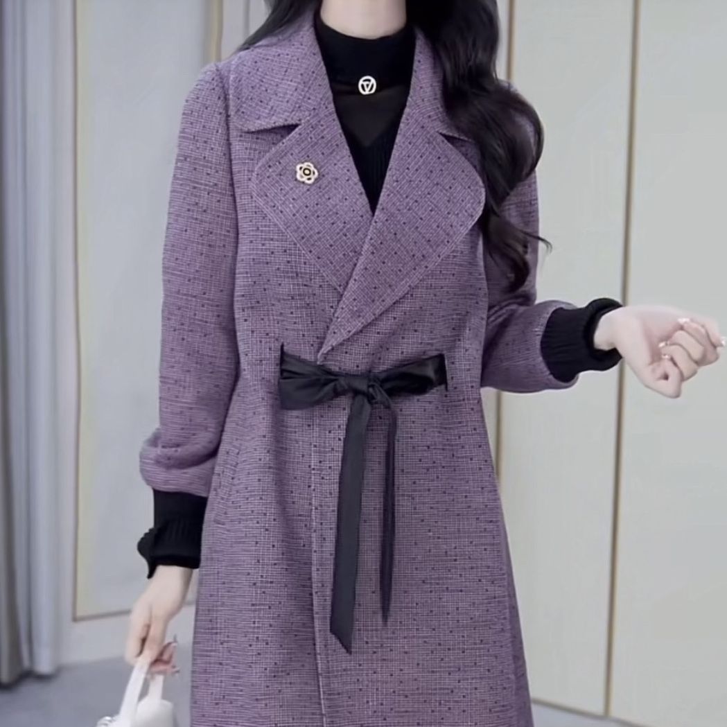 輕奢洋氣莉絲精紡外套女中長款2023新款秋冬裝高檔貴夫人外穿大衣