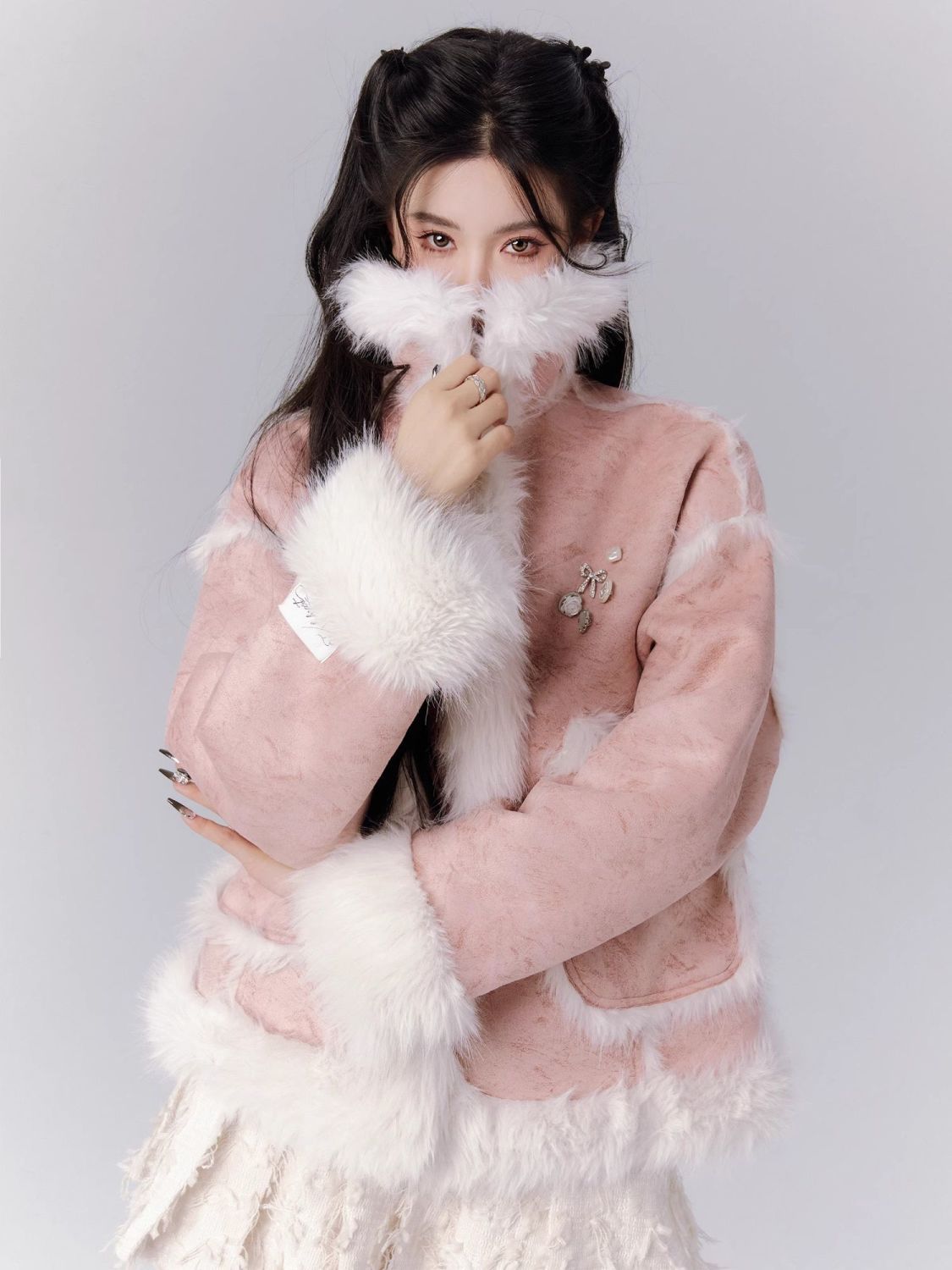 Woolen coat women's  autumn and winter new coat fur high-end small fragrance all-in-one suit fur thickened coat