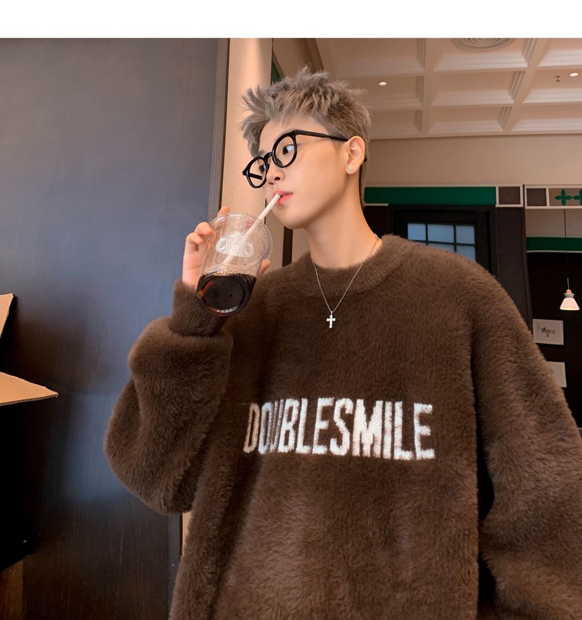 Heavy American Mohair Knitted Sweater Hong Kong Style High Street Trendy Brand Versatile Loose Couple Sweater Warm Lazy Thread_voghion.com