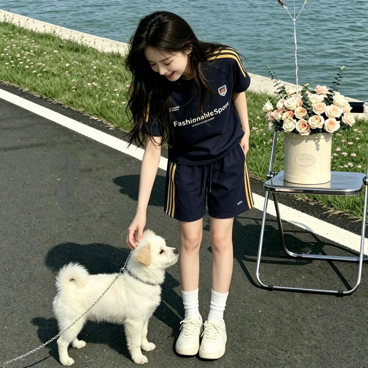 Girls' Casual Outfit Summer New Style Loose Short-Sleeve T-Shirt And Fashionable Sports Shorts Two-Piece Set For Older_voghion.com