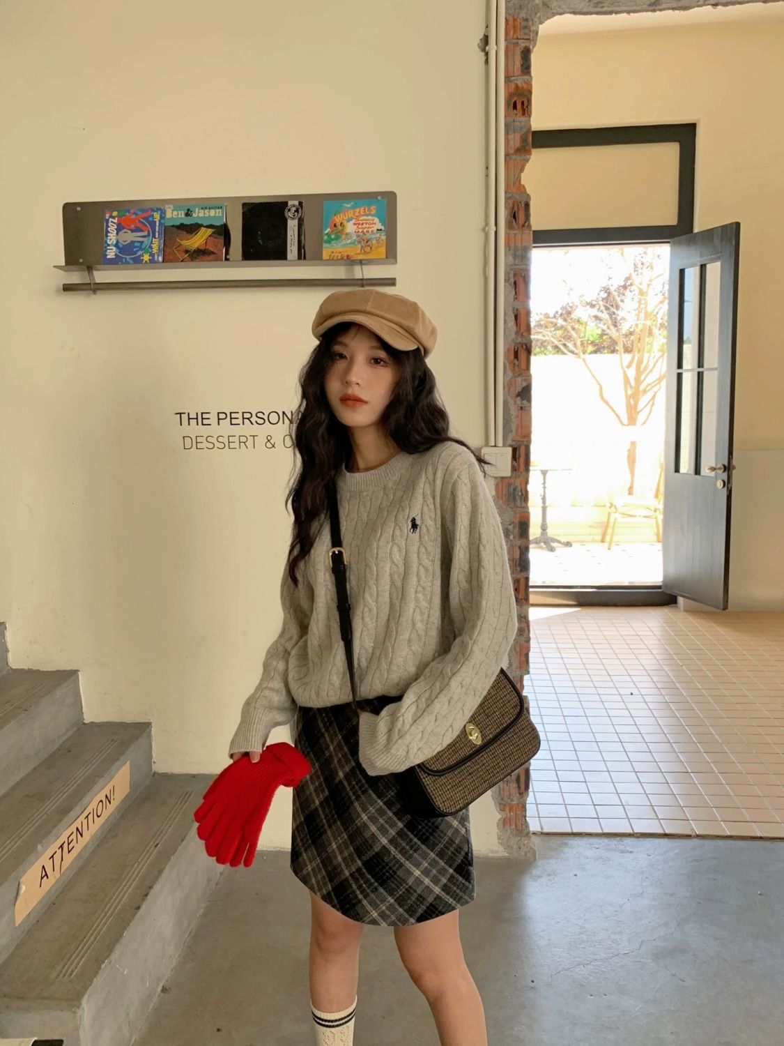 MINETTE圓領套頭毛衣女秋冬季新款韓系慵懶寬鬆復古麻花針織上衣