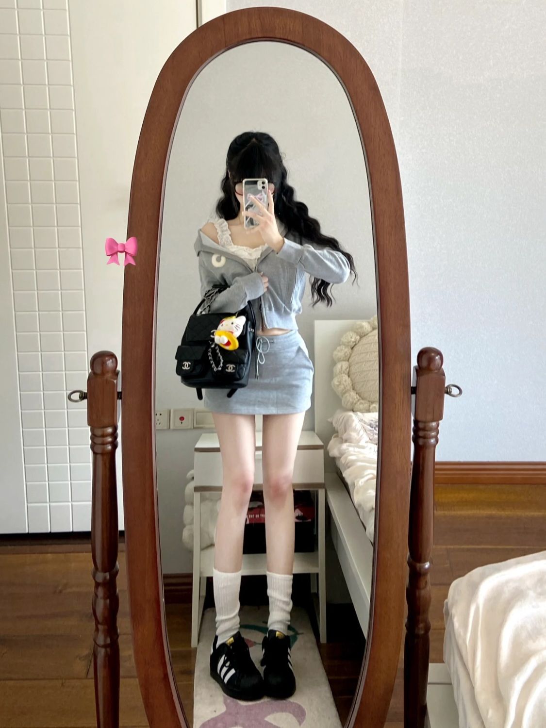 純欲衛衣套裝女刺繡休閒短款外套包臂短裙辣妹早秋新款顯瘦兩件套
