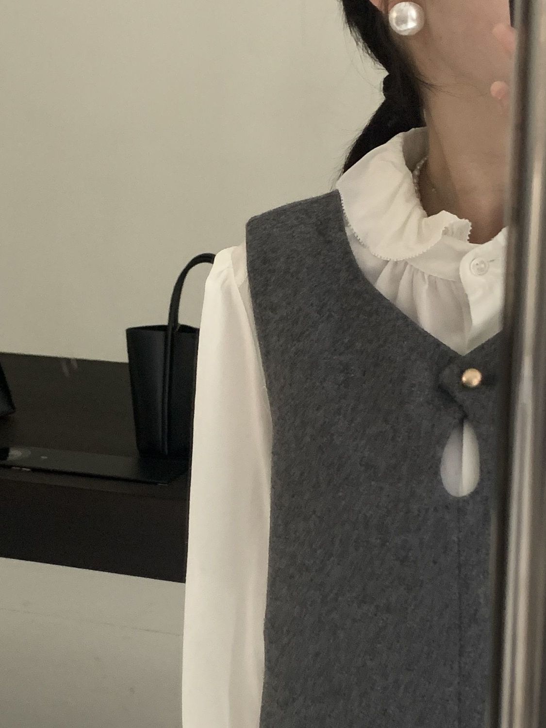 秋冬新款韩系学院风气质简约白色衬衫显瘦叠穿背心连衣裙两件套装