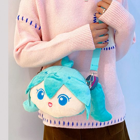 2023 New Cute Soft Girl Hatsune Miku Plush Crossbody Bag Cute Cartoon Japanese Girl Shoulder Bag Student