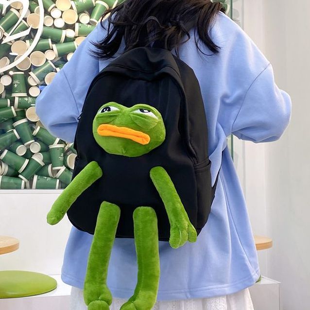悲傷蛙丑萌雙肩包女2023新款小眾個性書包大容量日系搞怪玩偶背包