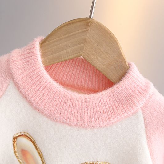 女童毛衣针织衫2023秋冬季新款加绒加厚中小童打底衫洋气儿童上衣