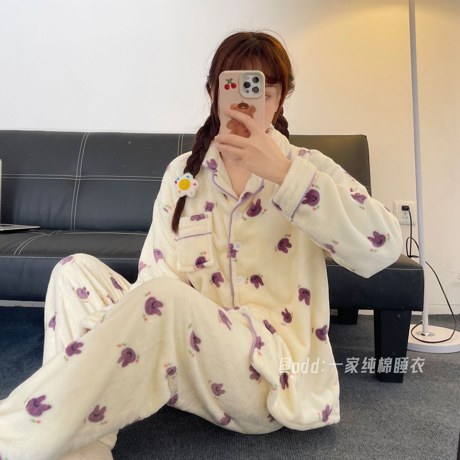 珊瑚絨睡衣女秋冬季加絨加厚法蘭絨新款長袖開衫家居服套裝可外穿