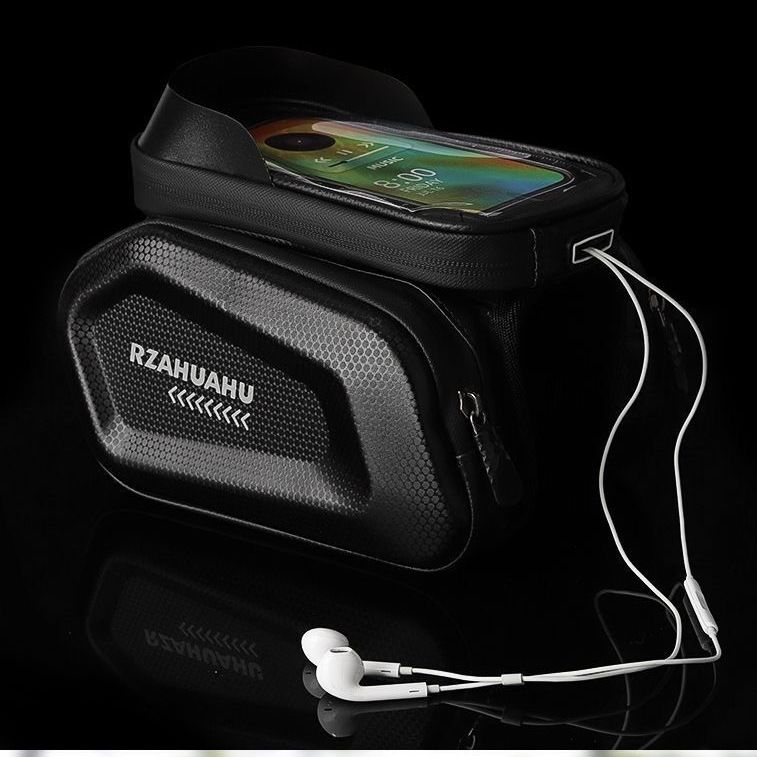 Bolsa rígida frontal para bicicleta, estilo mountain bike e estrada, com suporte para celular, grande capacidade e resistente à água, de dupla face._voghion.com