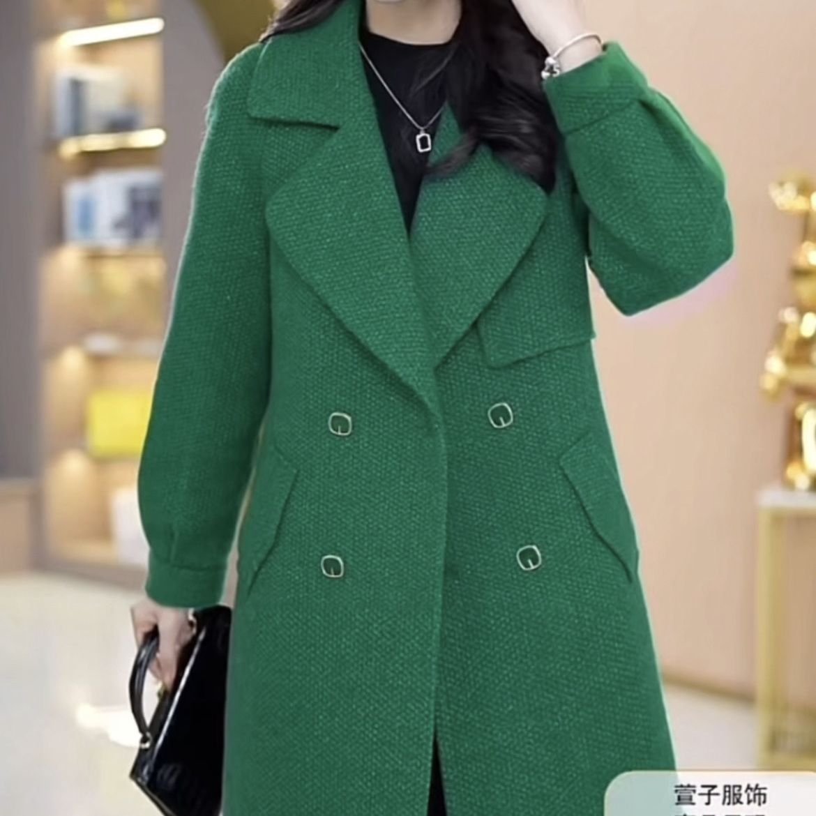 氣質陽光絨精紡加棉加厚外套女中長款2023冬新款高檔媽媽顯瘦大衣