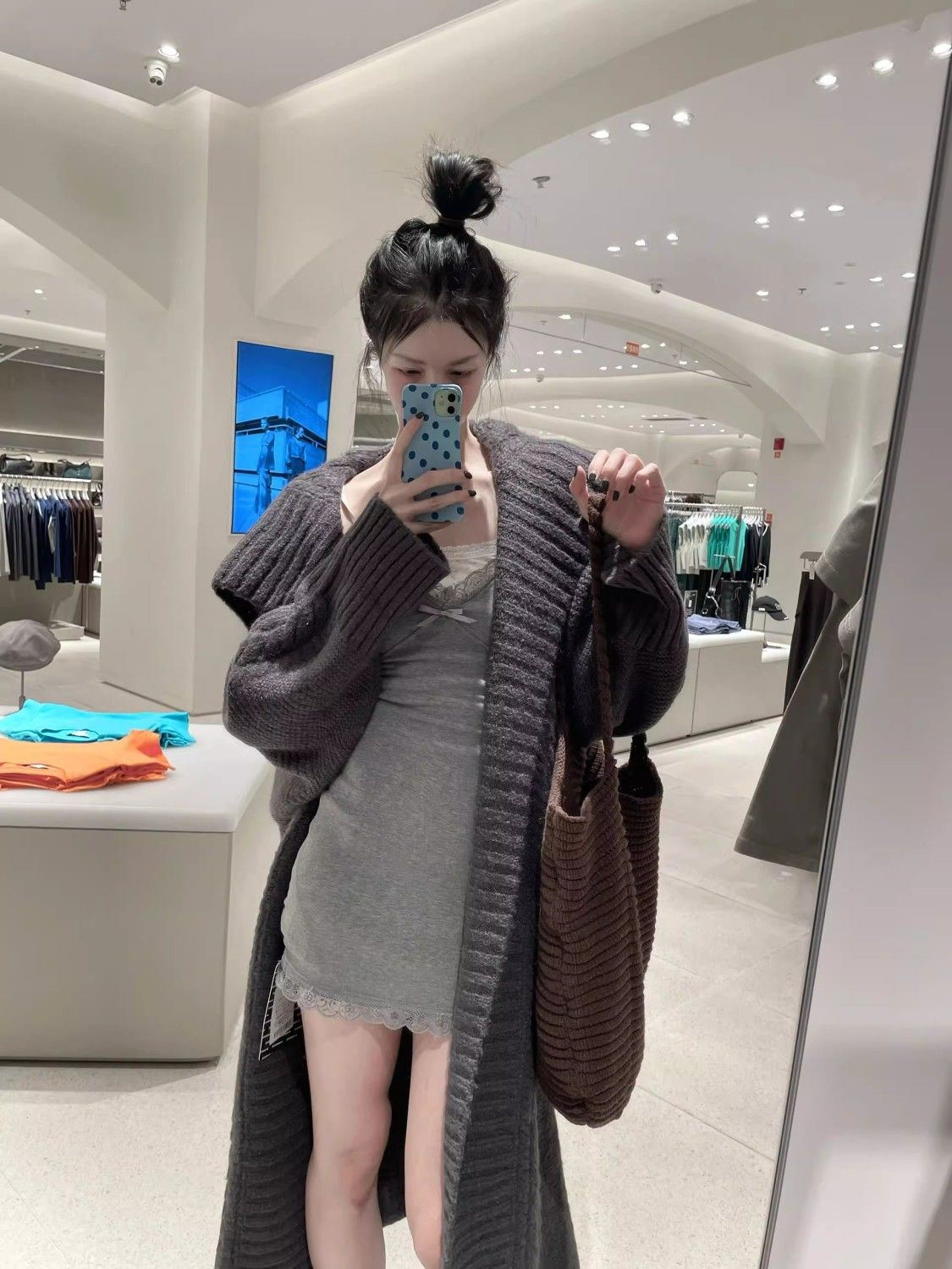 Sweater knitted jacket for women in autumn and winter, Korean style, large lapel, lazy, high-end, loose, casual, mid-length cardigan