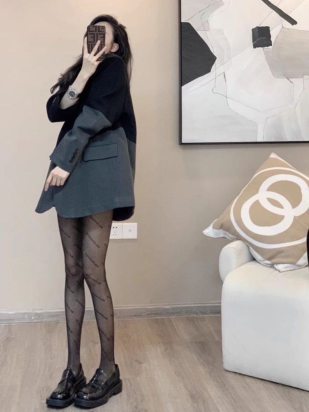 Suit jacket for women spring and autumn new style high-end design loose and small fashionable and versatile contrasting color suit top