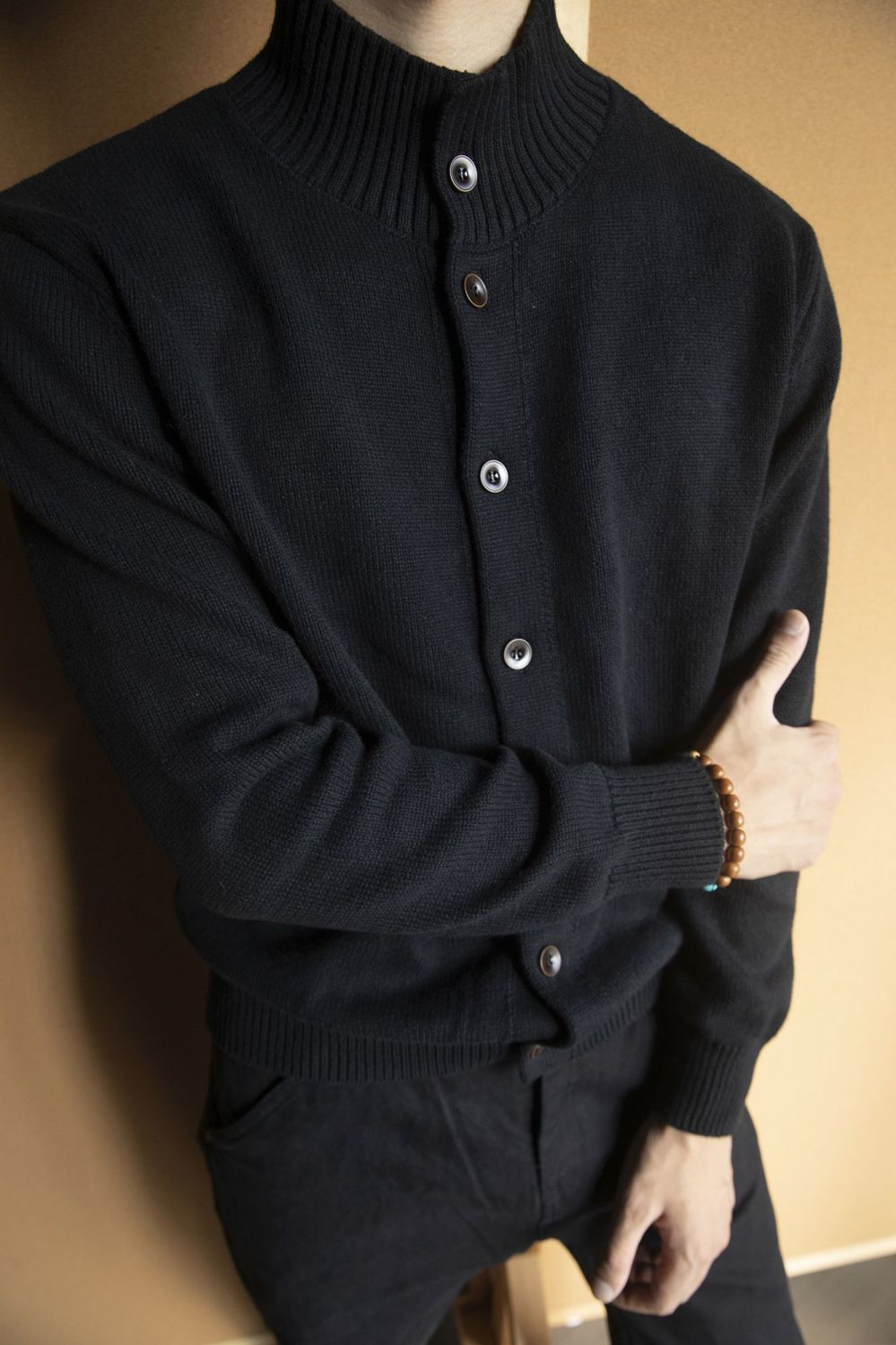 Men's Solid Colour Knitted Sweater Autumn Winter Commuter Style_voghion.com