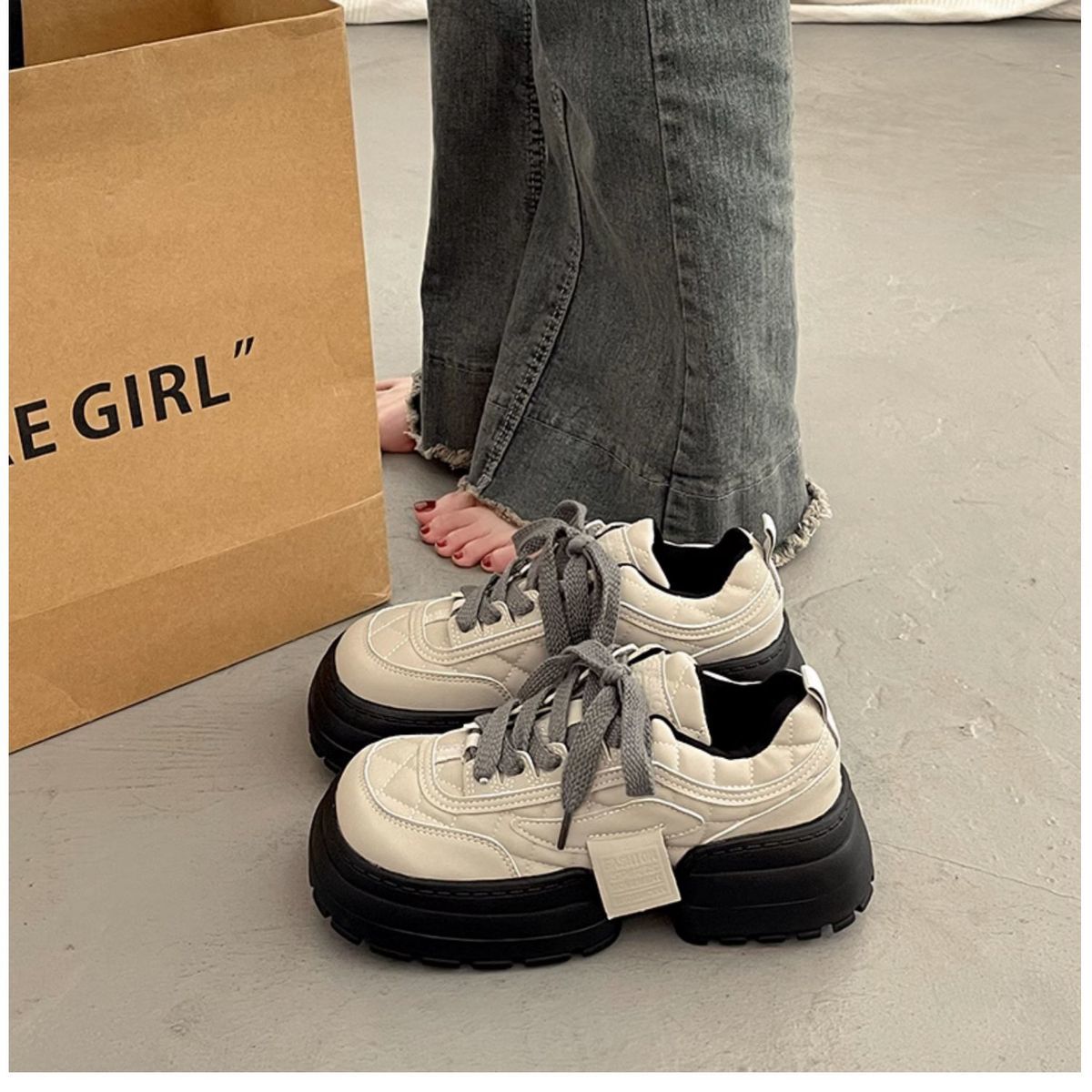 【 Hot Selling Store 】 Small Niche Sponge Cake Dad For Women In Spring 2025, New Height Increasing Thick Soled Casual_voghion.com
