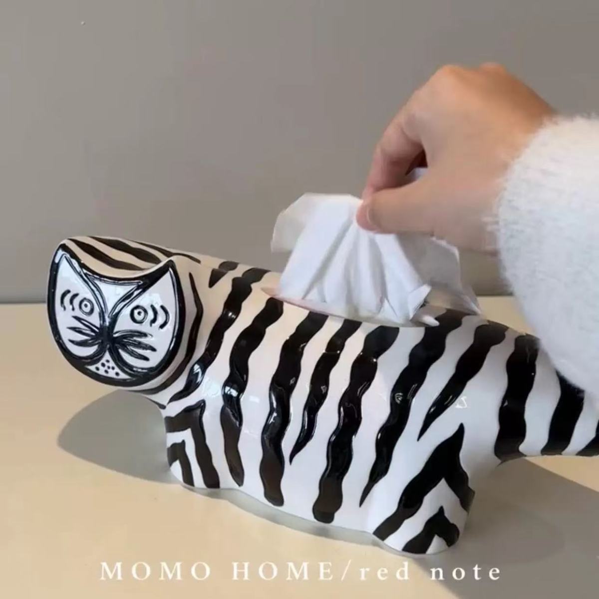 Scatola di fazzoletti a forma di gatto a strisce, decorazione di alta qualità, tavolo da pranzo per soggiorno, decorazione per la casa, scatola di carta creativa per la casa_voghion.com