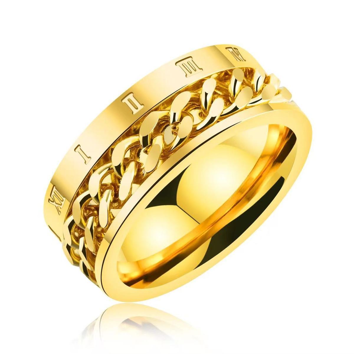 Rotating Roman Numeral Ring For Men In Titanium Steel Trendy_voghion.com