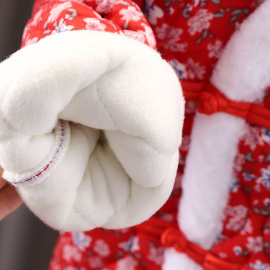 儿童网红东北棉袄套装女宝宝小碎花袄冬装婴儿冬季加绒加棉冬衣服