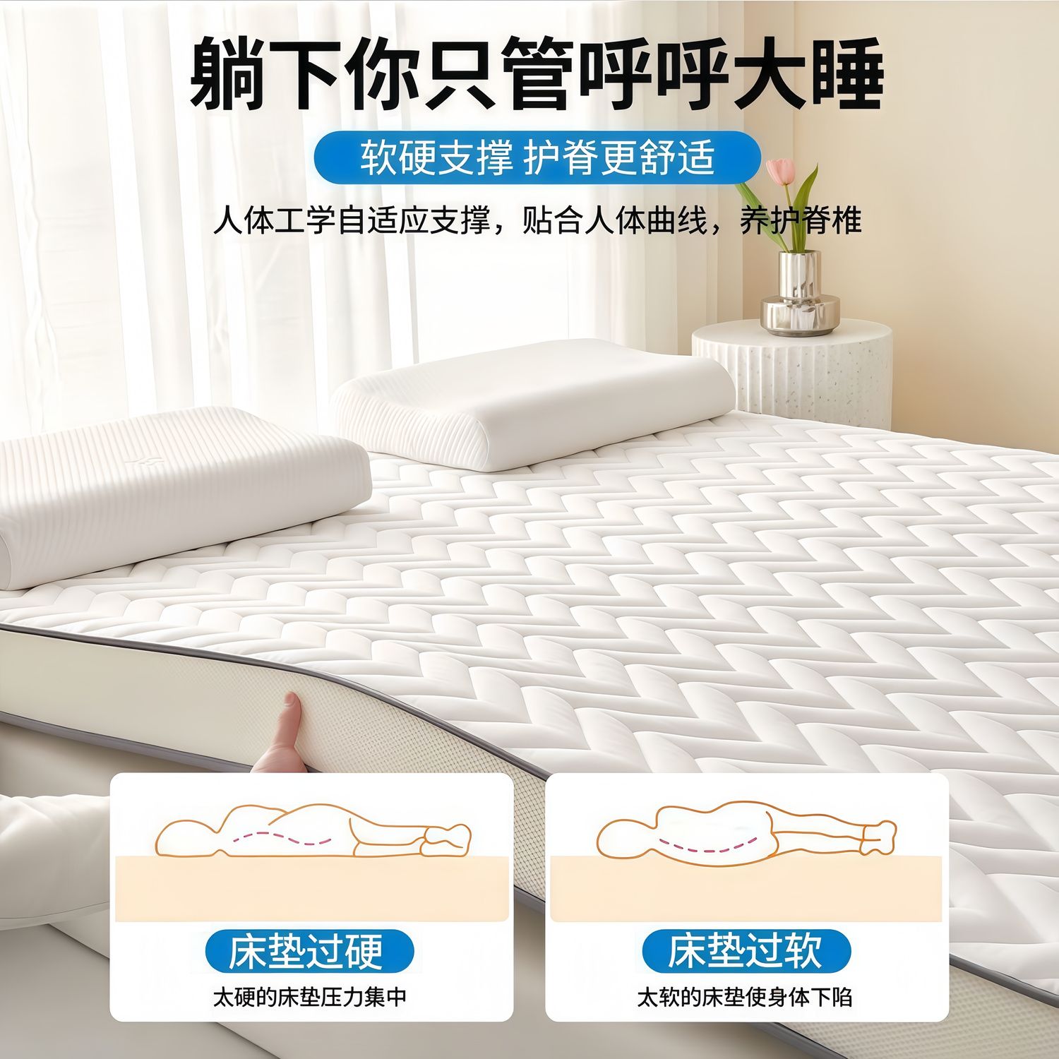 梦缇莎加厚床垫家用双人软褥子学生宿舍单人上下铺可折叠榻榻米垫 图片 8
