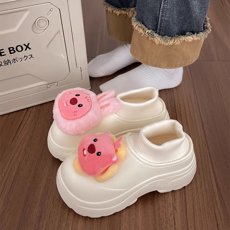 可愛loopy~卡通厚底棉鞋女加絨外穿2023年新款冬保暖鞋舒適雪地靴