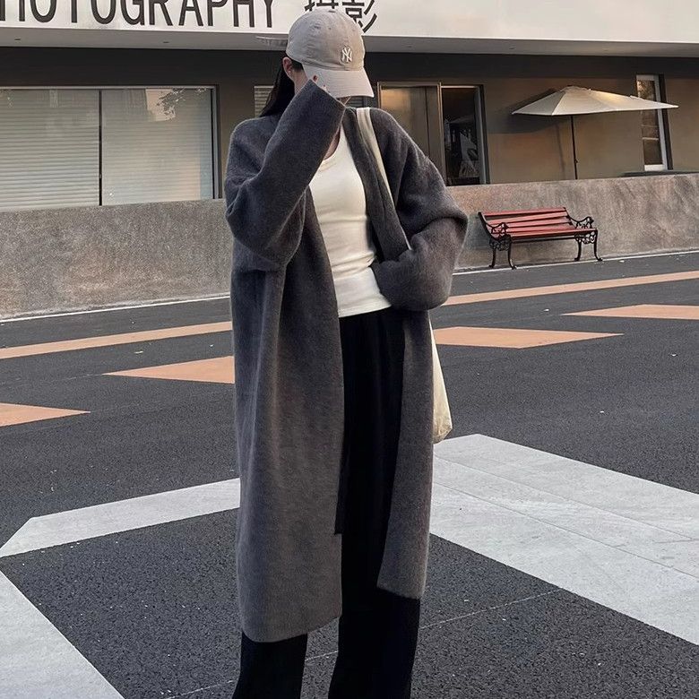 中長款毛衣開衫外套女秋冬溫柔寬鬆慵懶風高級感顯瘦氣質針織大衣