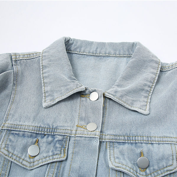 Puff sleeve denim short top for women summer thin 2024 new loose Korean style shirt design niche