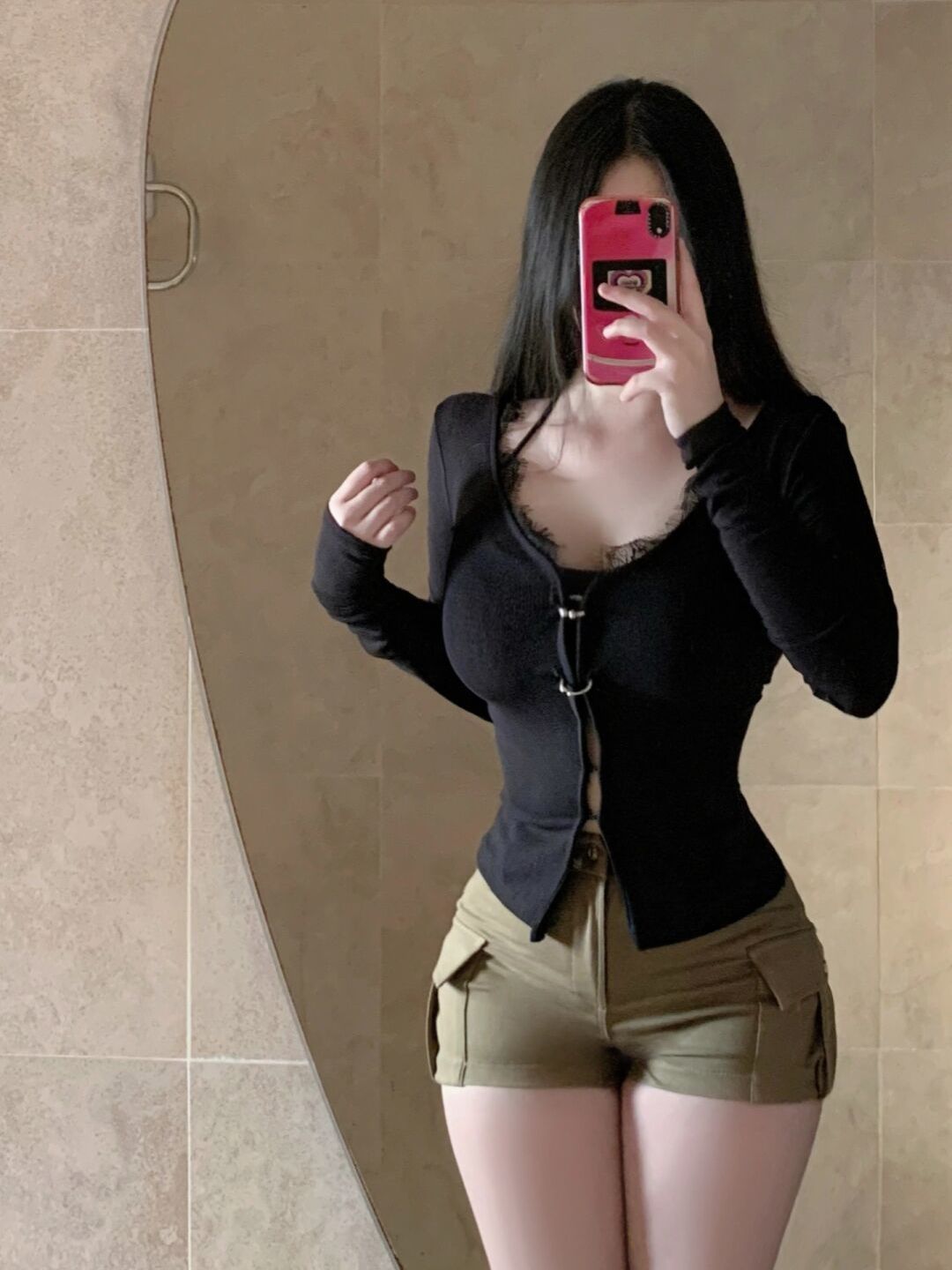 純欲風蕾絲花邊露腰T恤打底衫女早秋季獨特别致絕美甜辣妹小上衣