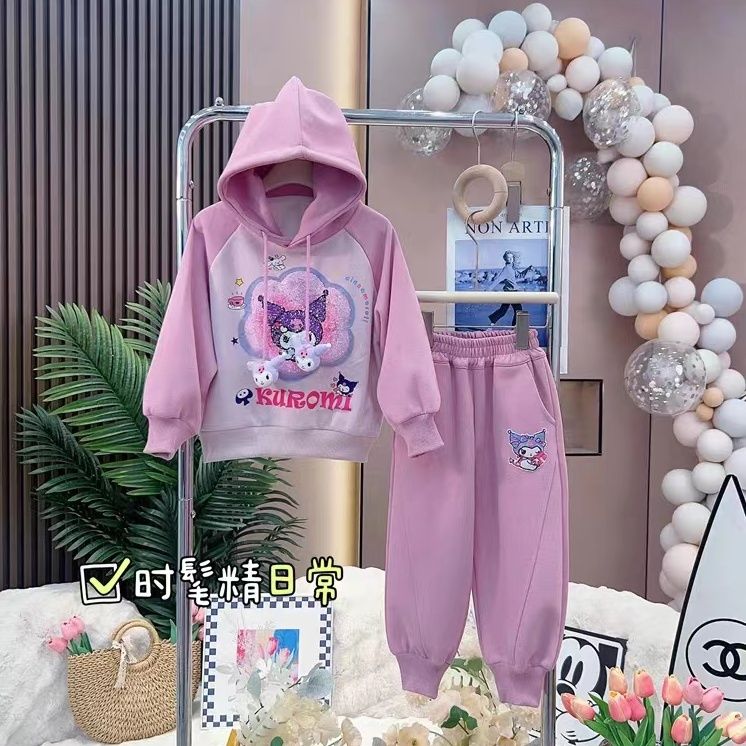 女童衛衣套裝秋裝2023新款兒童連帽上衣中大童休閒春秋可愛兩件套