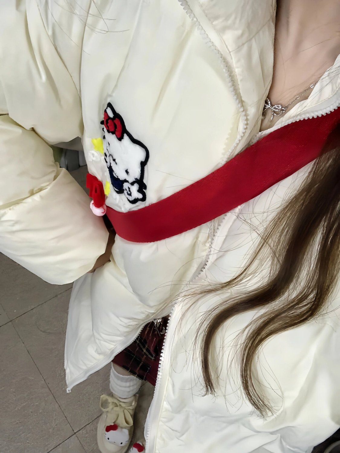 Sweet and cute Hello Kitty embroidered cotton coat for female students winter ins small cat bread coat cotton coat