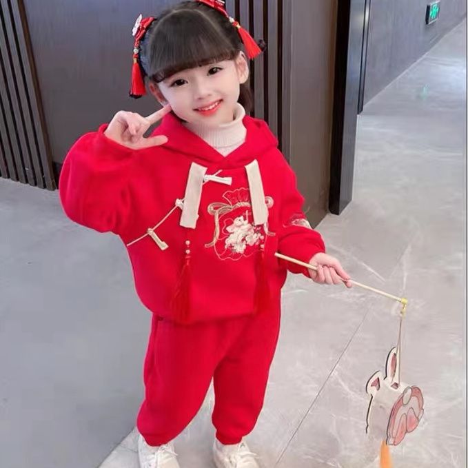 女童龍年套裝兒童冬季漢服唐裝寶寶喜慶過年衣服小童中國風拜年服