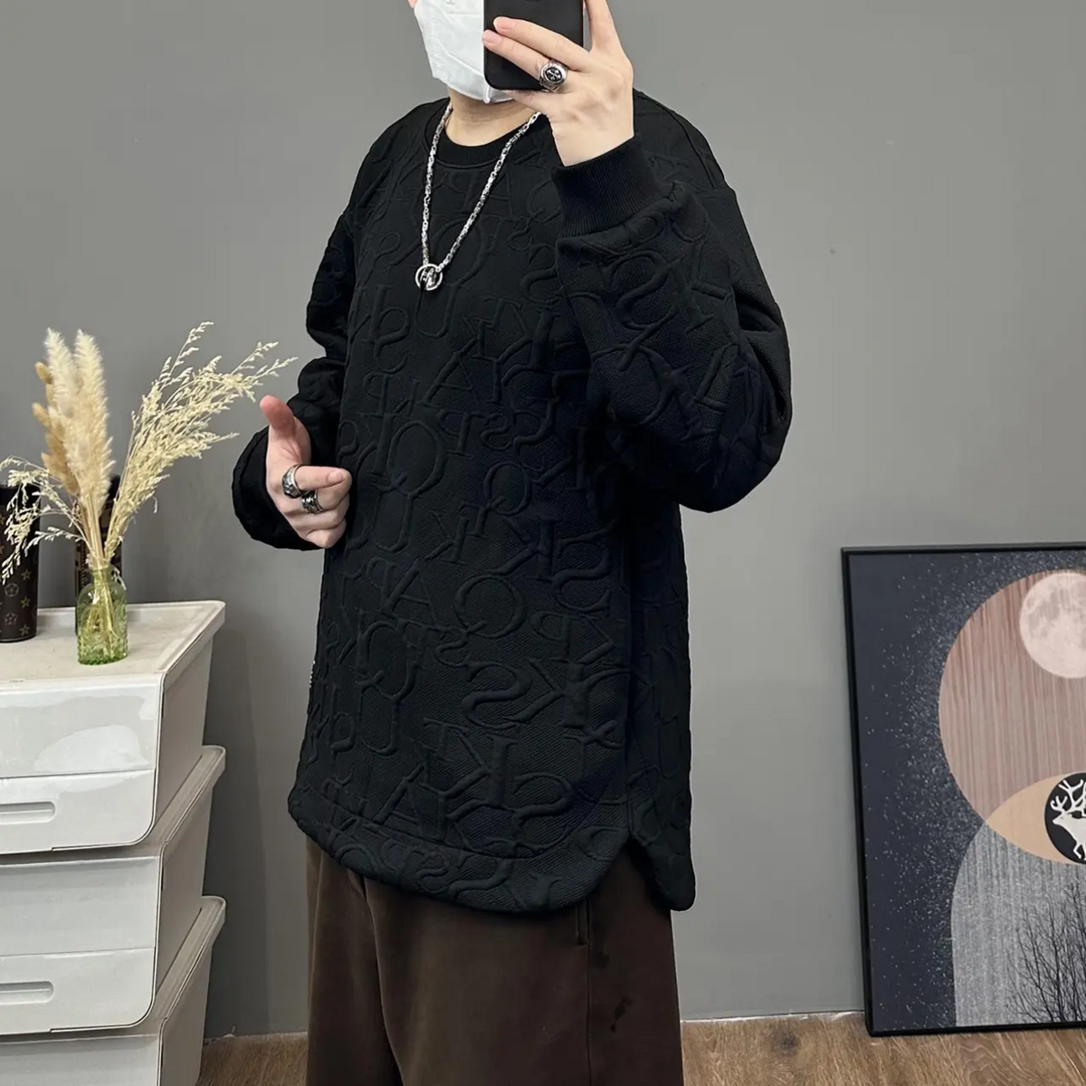 Herren Sweatshirt 3d Druck Rundhalsausschnitt Fleece Pullover_voghion.com