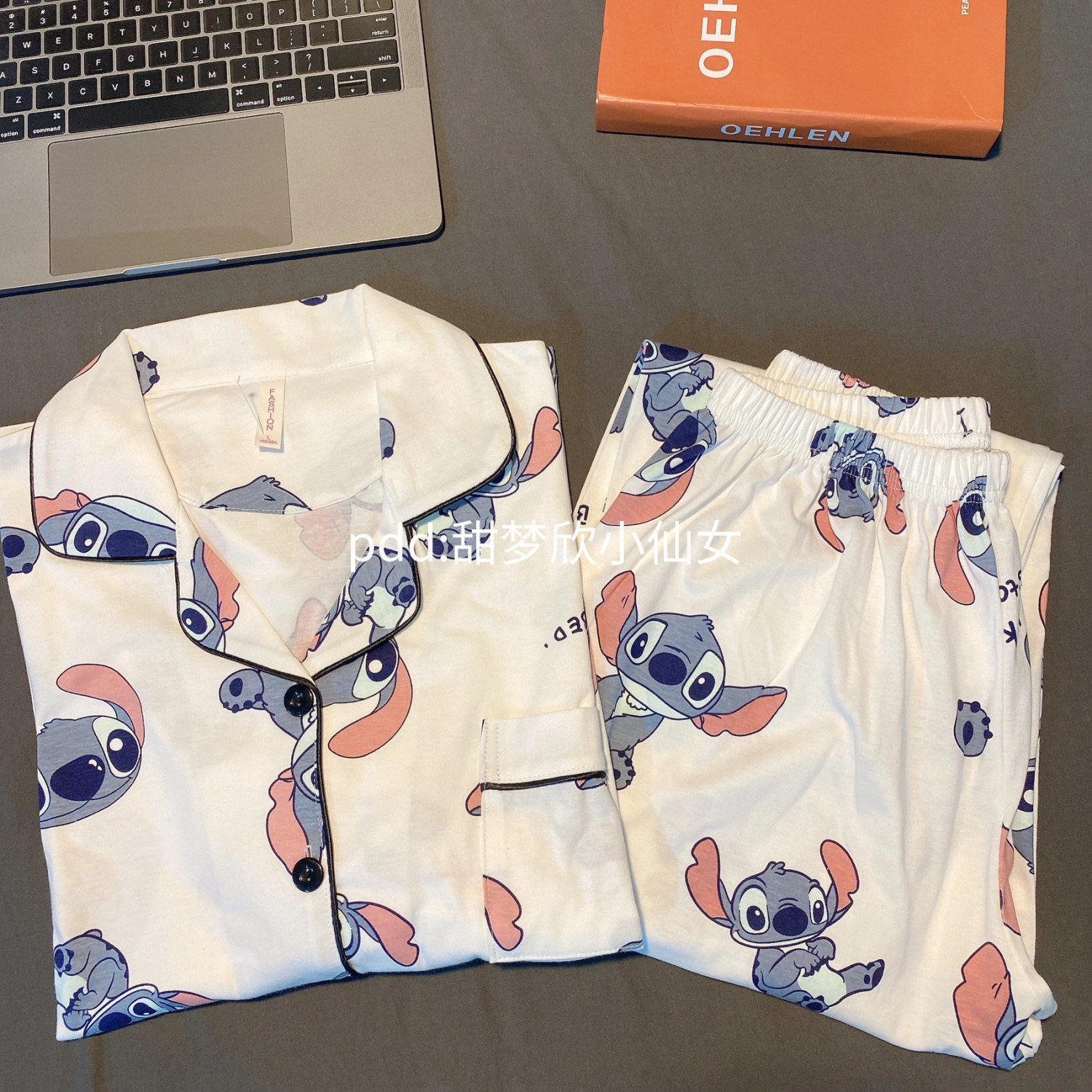Cute Stitch pajamas for women spring, autumn and winter new cartoon long-sleeved loose students can wear home clothes set