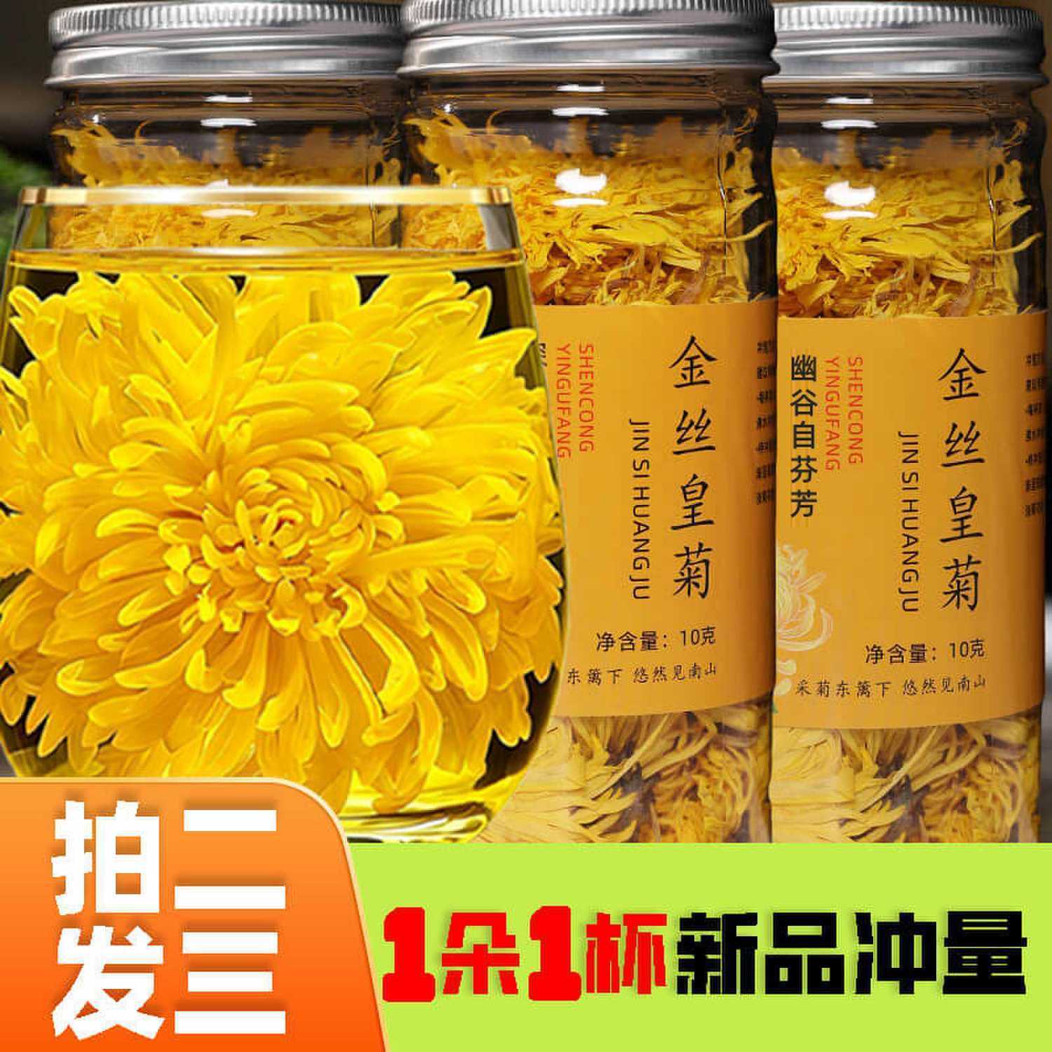 金丝皇菊菊花茶大朵一朵一杯罐装批发花茶正宗菊花茶