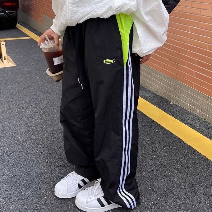 美式工裝褲男女2023新款高街復古運動直筒褲高級休閒ins闊腿長褲