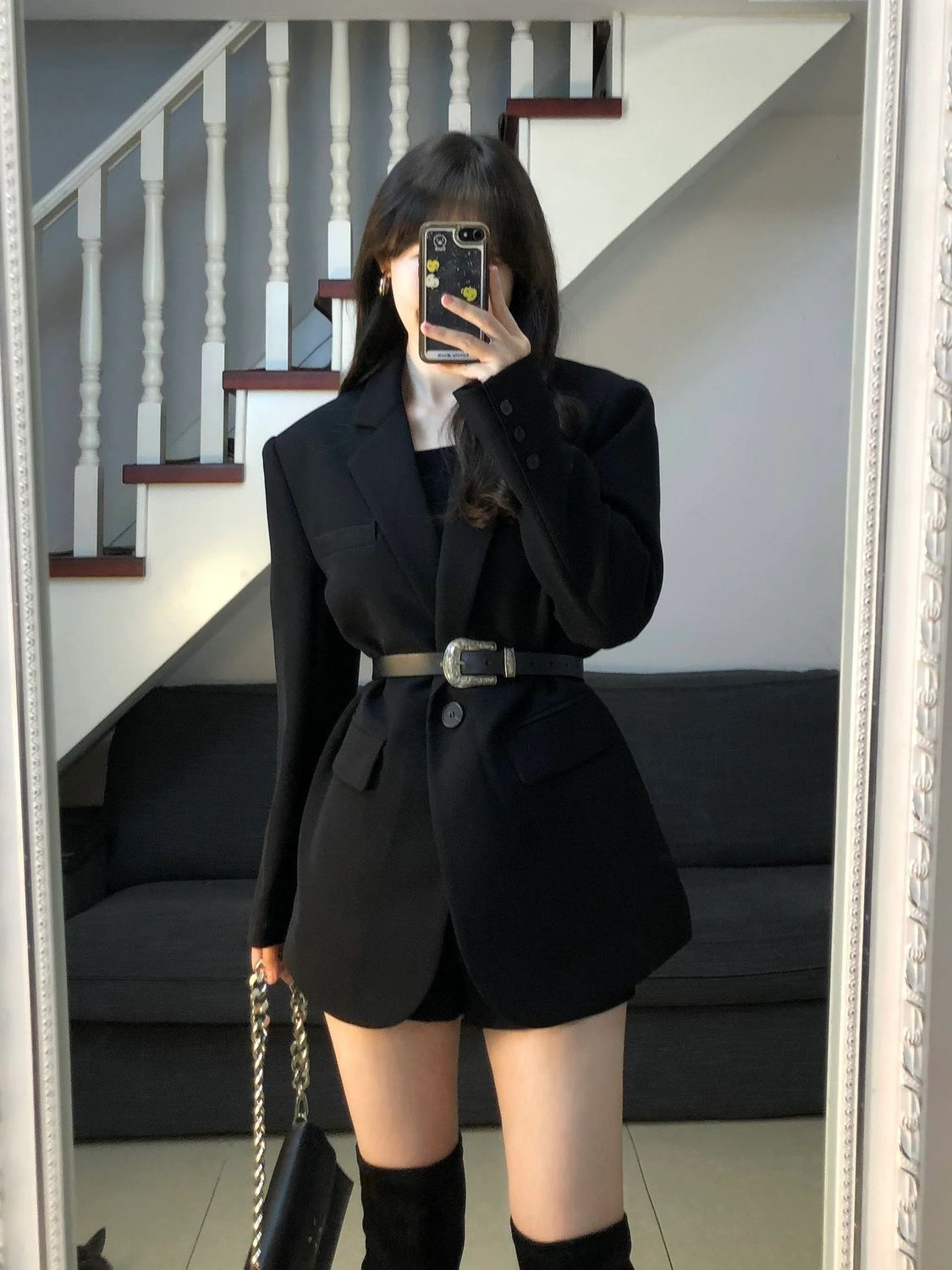 Black suit jacket for women in autumn and winter new high-end design Korean style retro small casual suit