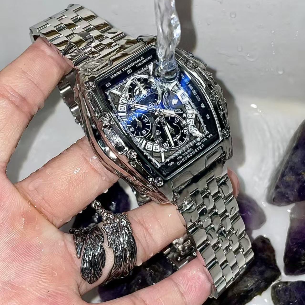 【马克华菲】品牌新款夜光非机械手表男士时尚潮流高颜值男款防水腕表