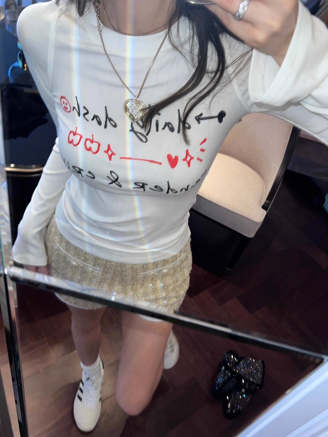美式原創趣味秋冬季字母印花套頭長袖修身顯瘦百搭打底休閒T恤女