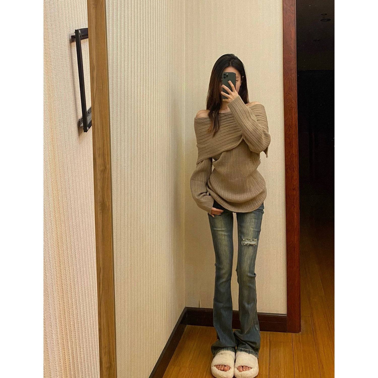 美式高腰法式顯瘦顯高喇叭牛仔褲女高街2023年新款喇叭牛仔褲女