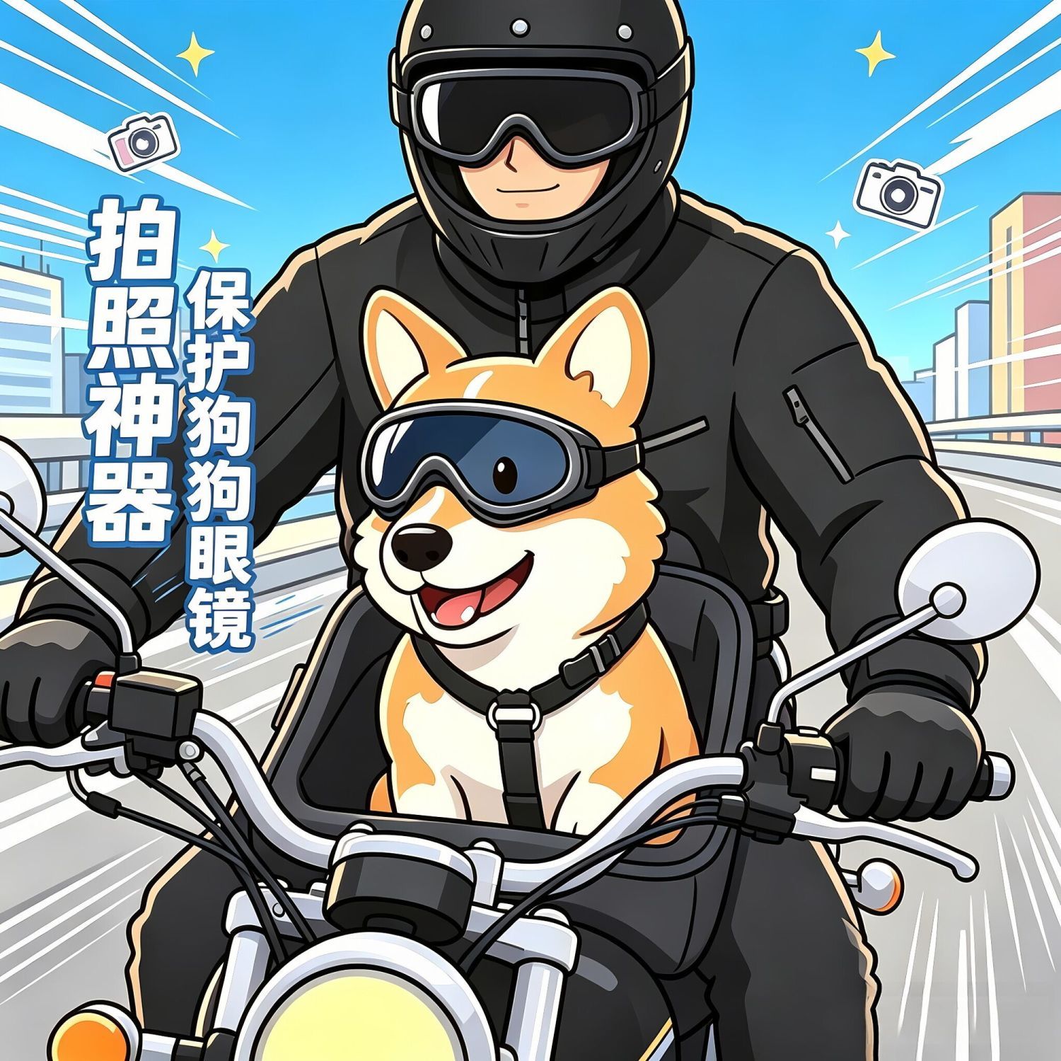 小狗坐车防风护目镜头盔潮流配件柯基边牧机车骑行防紫外线护目镜