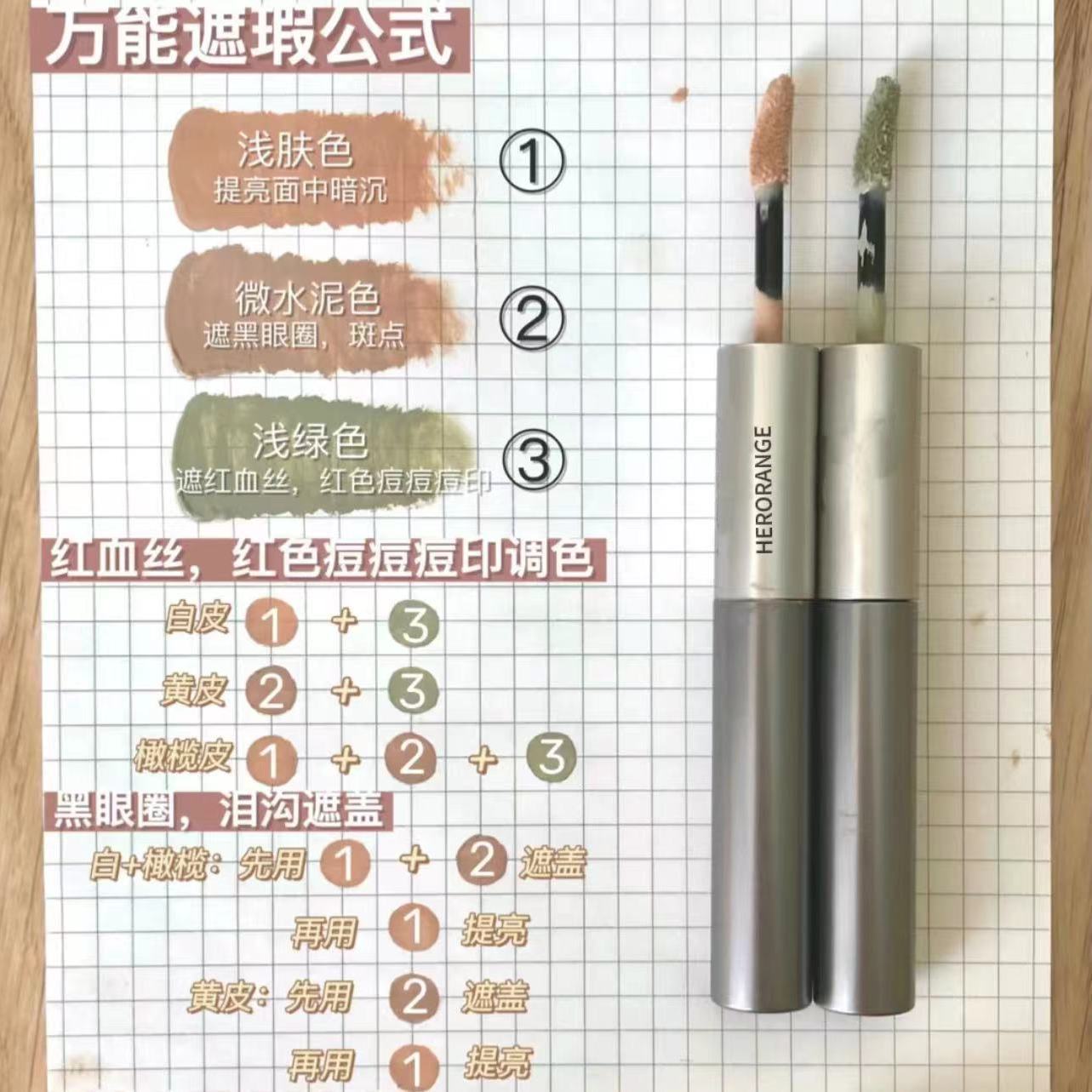 新手遮瑕公式!雙頭遮瑕筆膏遮斑點痘印提亮淚溝法紋令黑眼圈遮暇