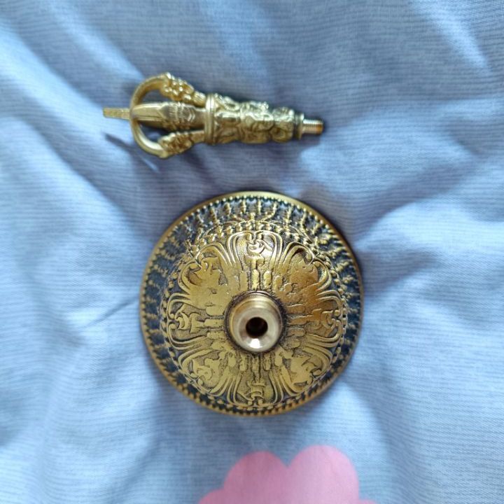 五股金刚杵铃铛藏族手摇铃法器道家三清铃黄铜手摇铃铛纯铜铃大号 3