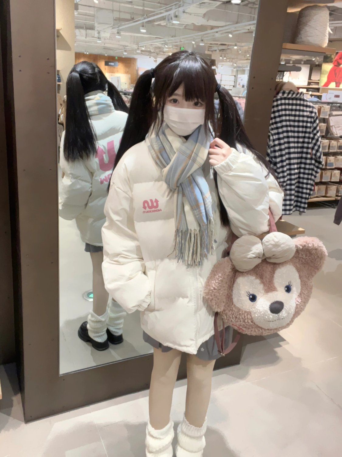 Sweet and soft girl PU leather printed cotton jacket female student winter ins small Korean style cold-proof bread jacket trendy