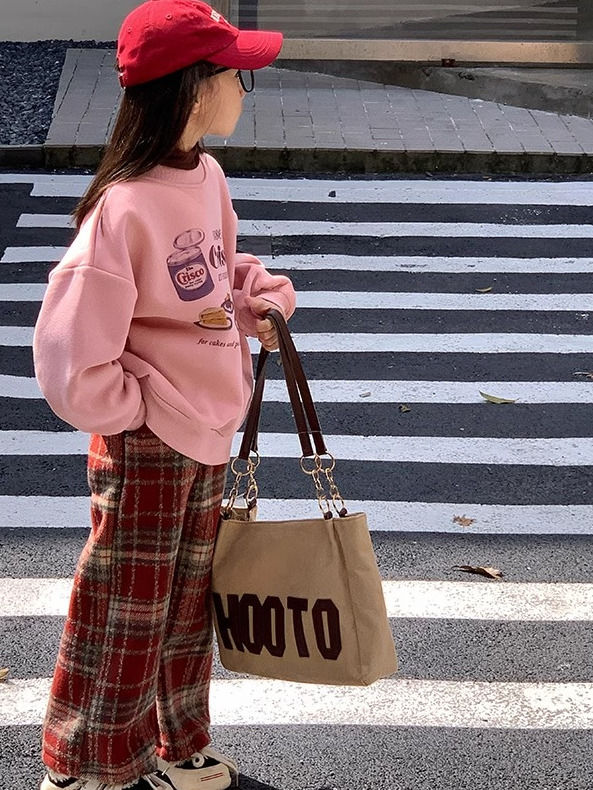 女童褲子冬季加絨加厚糕糕毛紅色格子褲兒童保暖洋氣時尚中小童潮