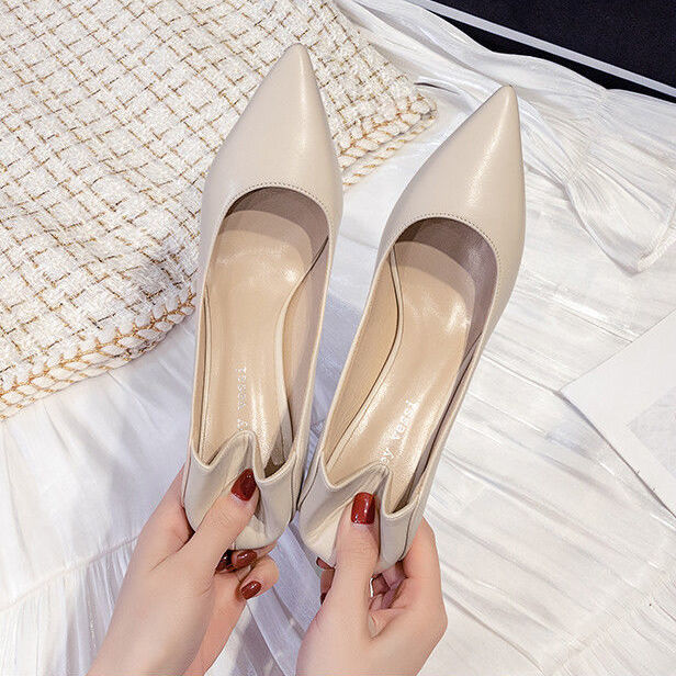 French small high-heeled shoes for women with stiletto heels 2020 new autumn style versatile pointed-toe soft leather non-abrasive shoes for women