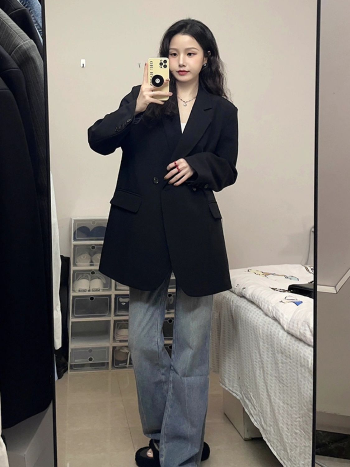 Black suit jacket for women spring and autumn new Korean style high-end fashion versatile small slim slim suit top trendy