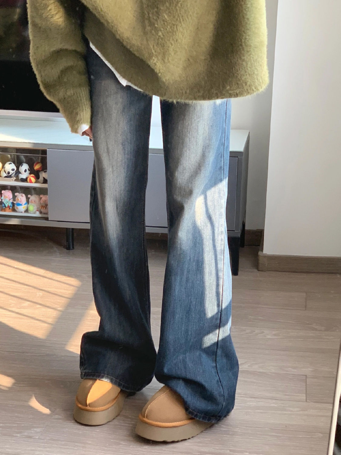復古微喇叭牛仔褲女秋冬季新款高腰寬鬆闊腿顯瘦垂感百搭直筒褲子