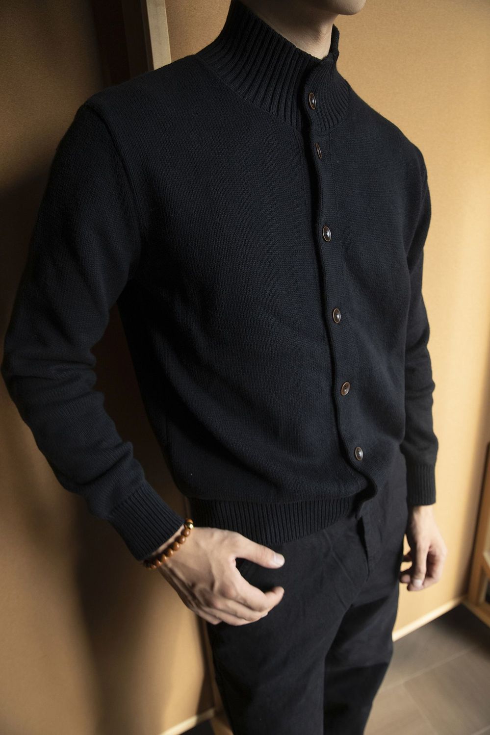 Men's Solid Colour Knitted Sweater Autumn Winter Commuter Style_voghion.com