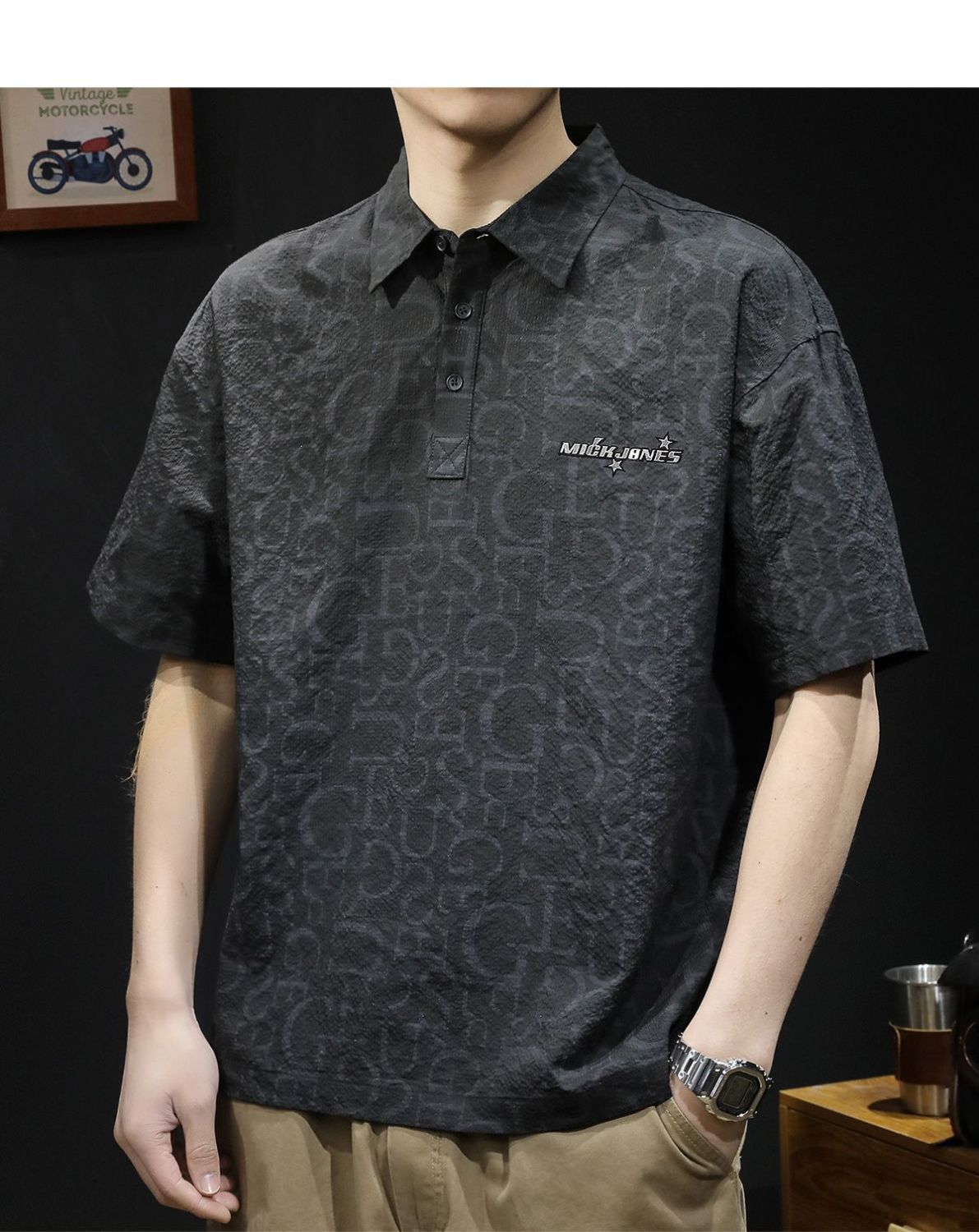 Polo américain à manches courtes pour homme, coupe ample, grande taille, marque tendance 2026, nouveau t-shirt à col rabattu_voghion.com