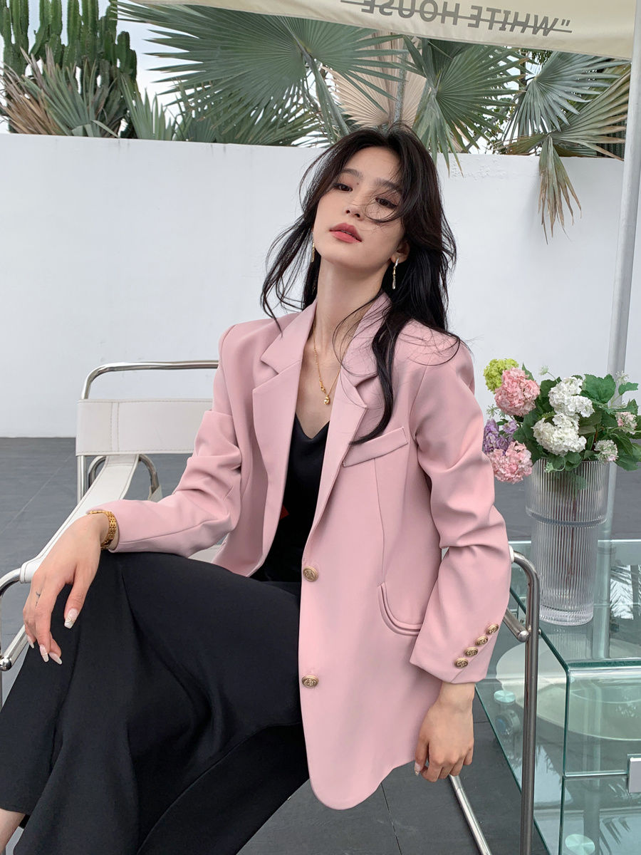 [Pure Wind Shili] Pink Blazer Women's 2024 Spring and Autumn New Casual Korean Style Slim and High-end Suit