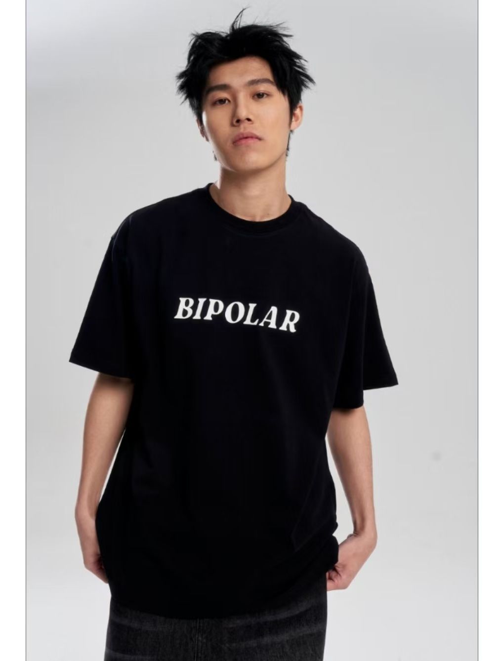 BIPOLAR American Hip-Hop Street Style Pure Cotton Loose T-Shirt Collar Short Sleeve Unisex_desvips.com