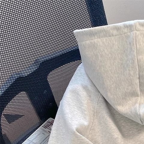 小眾高級灰秋冬季美式復古簡約奶甜系星星灰色連帽趣味套頭衛衣男