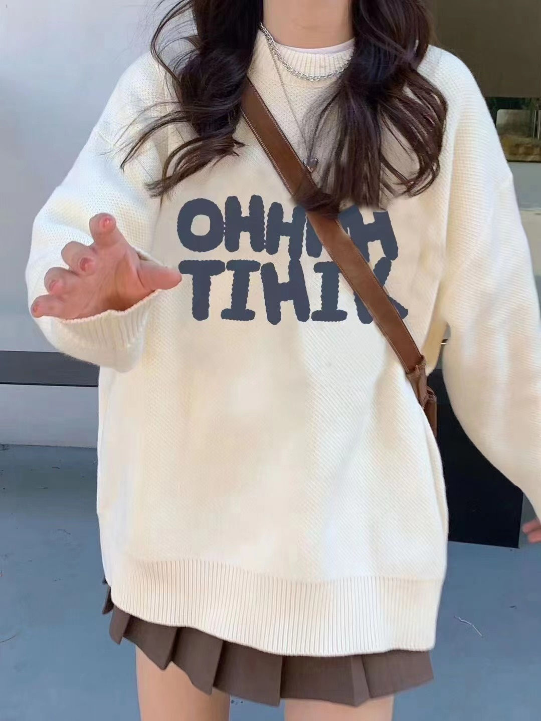 軟糯奶fufu圓領毛衣女秋冬新款慵懶風寬鬆溫柔保暖針織衫百搭上衣